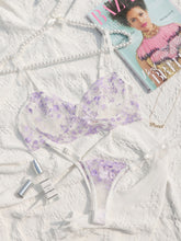 Embroidered Mesh Underwire Lingerie Set